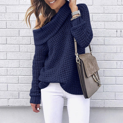 Damen Strickpullover Schulterfrei Strukturiert Eveloria