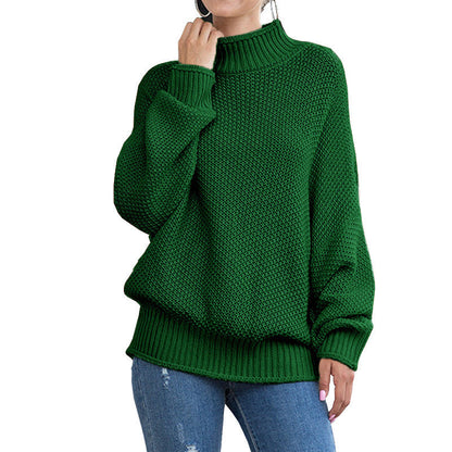 Damen Grobstrickpullover Hohler Kragen Weite Ärmel Beige