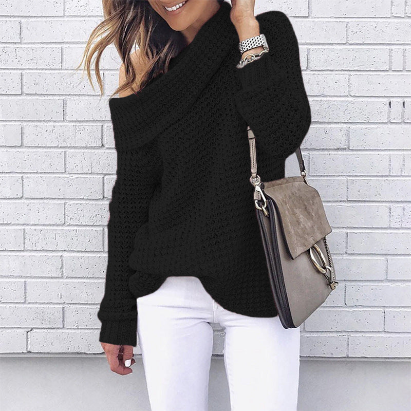 Damen Strickpullover Off-Shoulder mit Struktur Eveloria