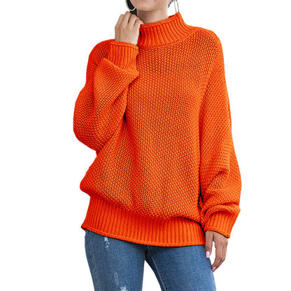 Damen Grobstrickpullover Hohler Kragen Weite Ärmel Beige