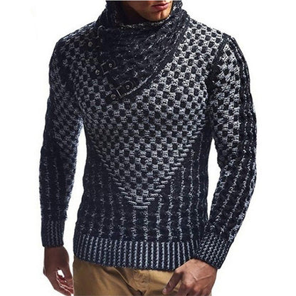 Herren Strickpullover Zopfmuster Hochgeschlossener Kragen Beige