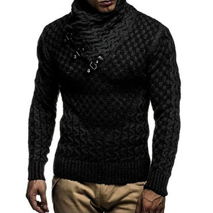 Herren Strickpullover Zopfmuster Hochgeschlossener Kragen Beige