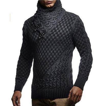 Herren Strickpullover Zopfmuster Hochgeschlossener Kragen Beige - Eveloria