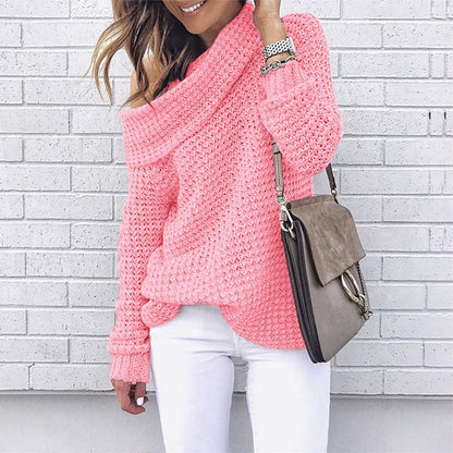 Damen Strickpullover Schulterfrei Strukturiert Eveloria