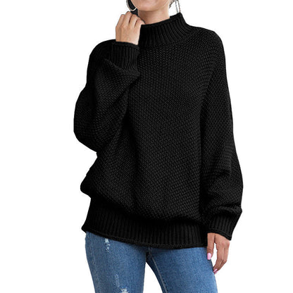 Damen Grobstrickpullover Hohler Kragen Weite Ärmel Beige