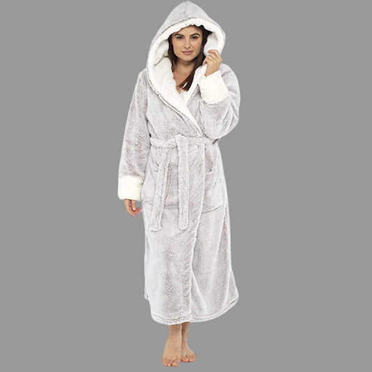 Damen Bademantel Weiche Kapuze und Praktische Details - Eveloria