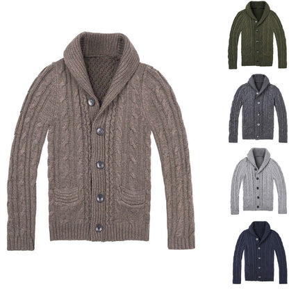 Herren Strickjacke Zopfmuster Mit Taschen Beige