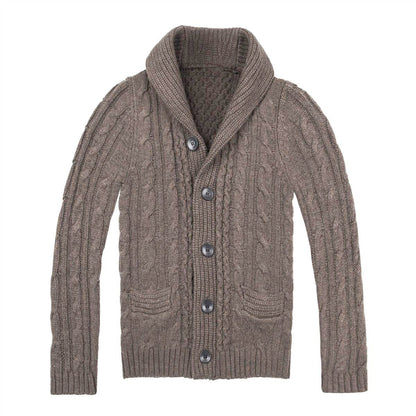 Herren Strickjacke Zopfmuster Mit Taschen Beige