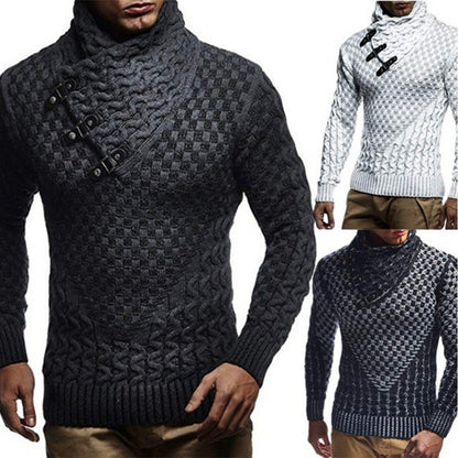 Herren Strickpullover Zopfmuster Hochgeschlossener Kragen Beige