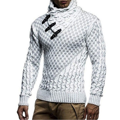 Herren Strickpullover Zopfmuster Hochgeschlossener Kragen Beige