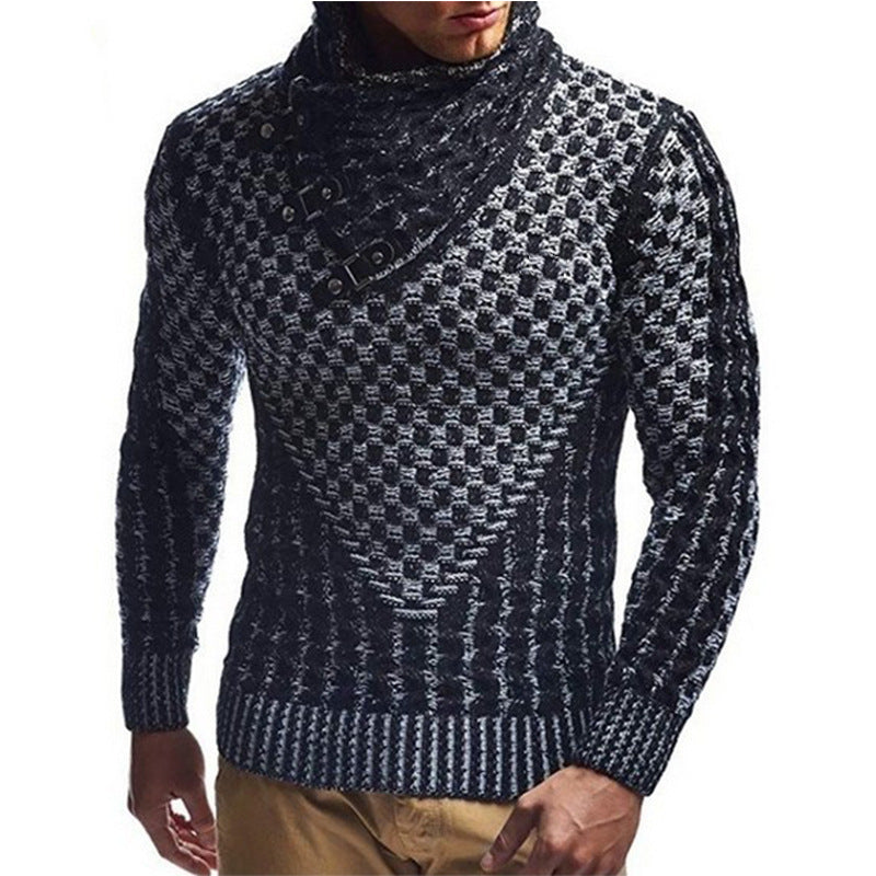 Herren Strickpullover Zopfmuster Hochgeschlossener Kragen Beige