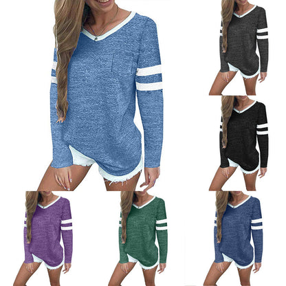 Damen Pullover Streifen-Design Lässig Beige - Eveloria