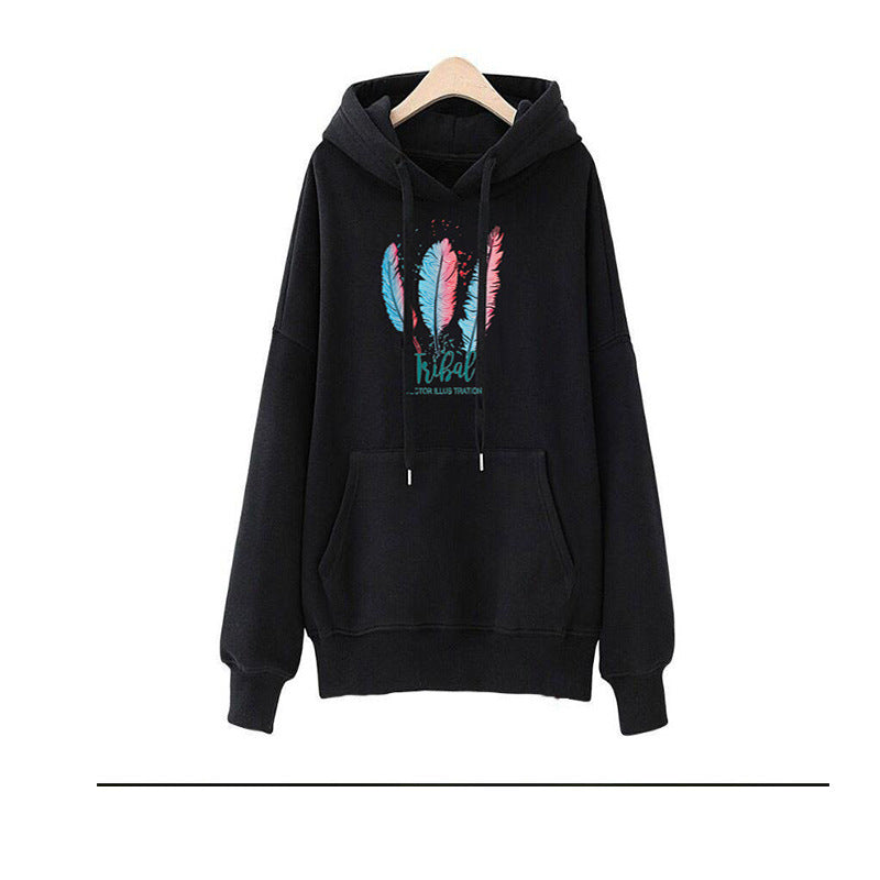 Damen Kapuzenpullover Tribal-Druck Weich Grün