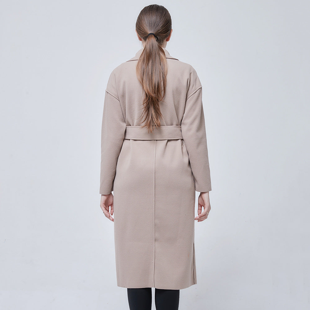 Damen Longjacke Doppelter Knopfleiste Aufgesetzte Taschen