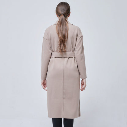 Damen Longjacke Doppelter Knopfleiste Aufgesetzte Taschen