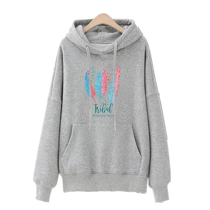 Damen Kapuzenpullover Tribal-Druck Weich Grün