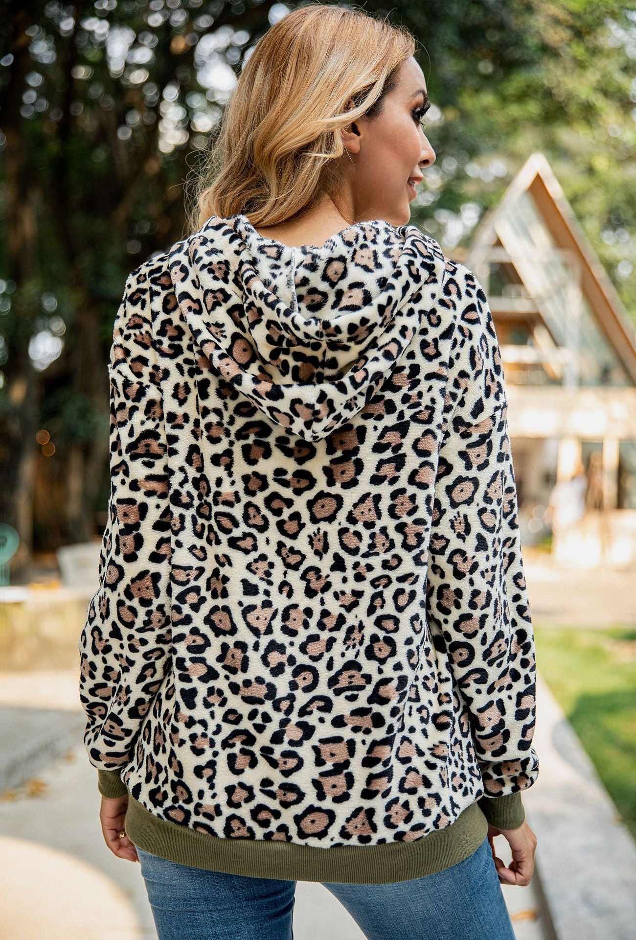 Damen Kapuzenpullover Leopardenmuster Eveloria
