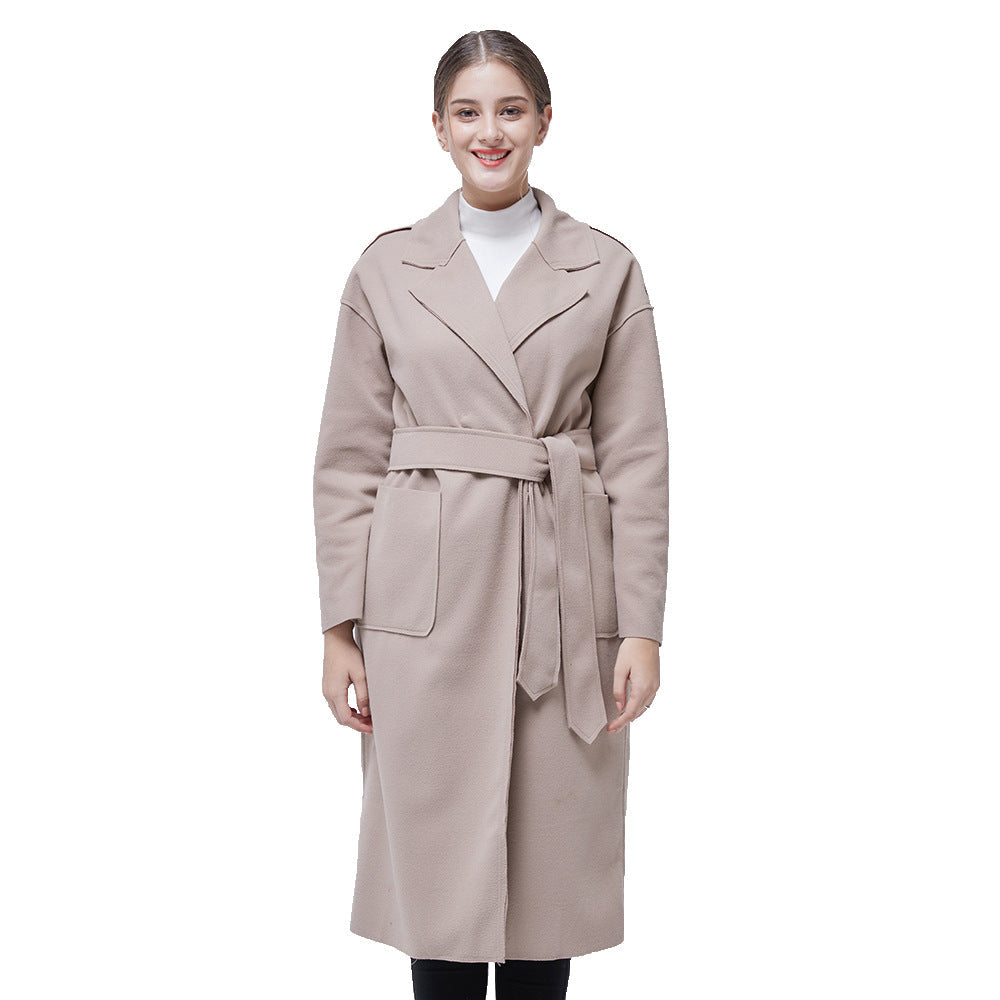 Damen Longjacke Doppelter Knopfleiste Aufgesetzte Taschen