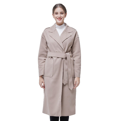 Damen Longjacke Doppelter Knopfleiste Aufgesetzte Taschen