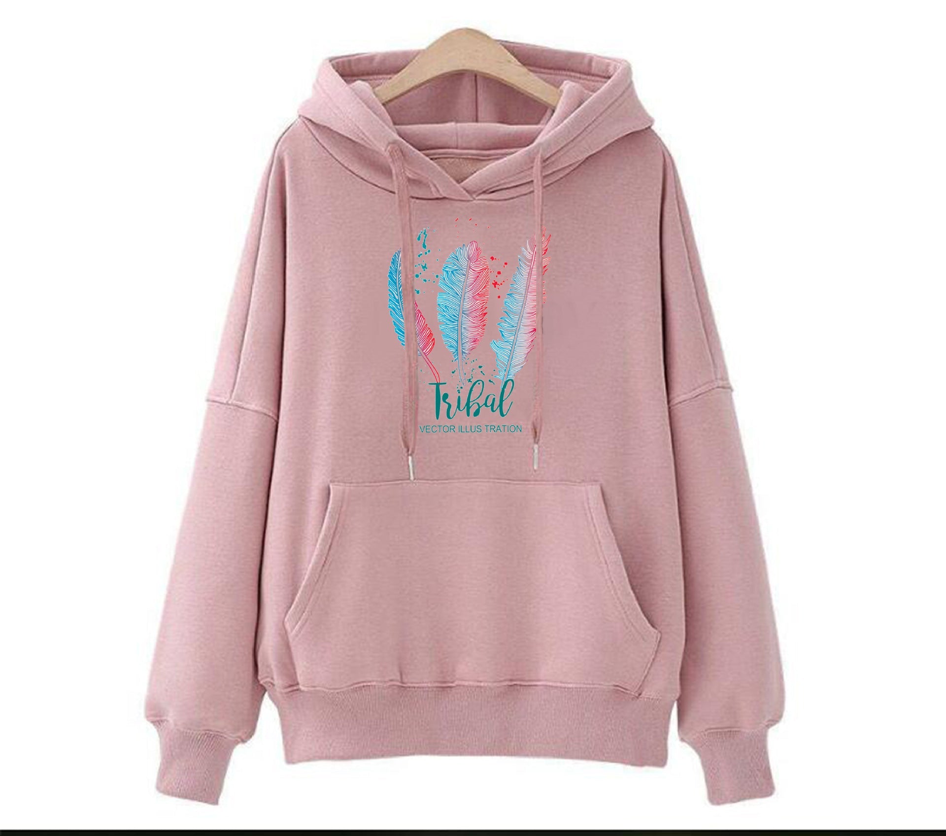 Damen Kapuzenpullover Tribal-Druck Weich Grün - Eveloria