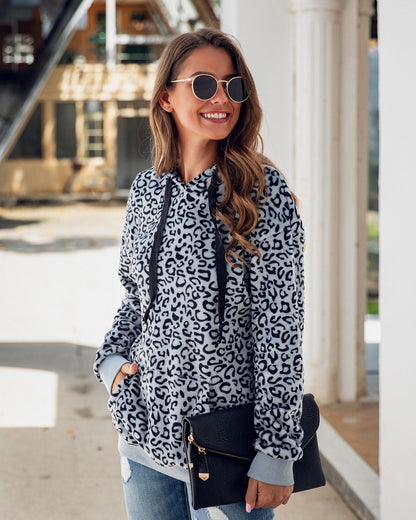 Damen Kapuzenpullover Leopardenmuster Eveloria