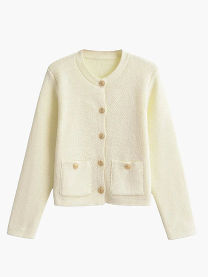 Damen Strickjacke Klassisch Mit Taschen Details - Norvielle