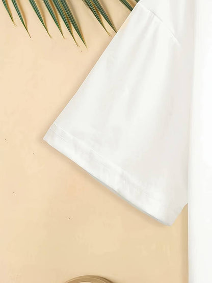 Eveloria Damen Rundhals T-Shirt Einfach Weiß