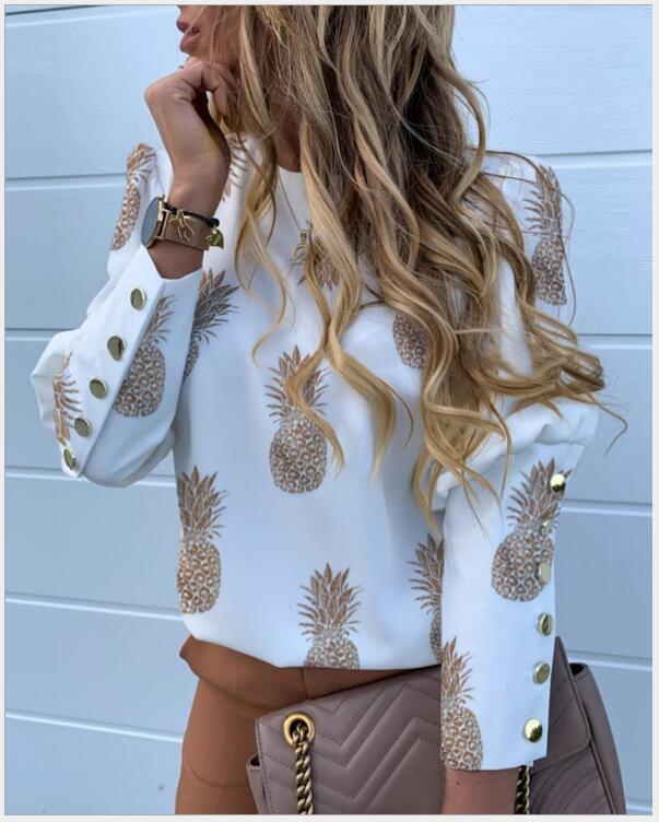 Damen Langarmshirt Eveloria mit Schriftzug und Knöpfen