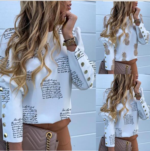 Damen Langarmshirt Eveloria mit Schriftzug und Knöpfen - Eveloria