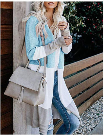 Damen Strickcardigan mit Blockstreifen Anthrazit