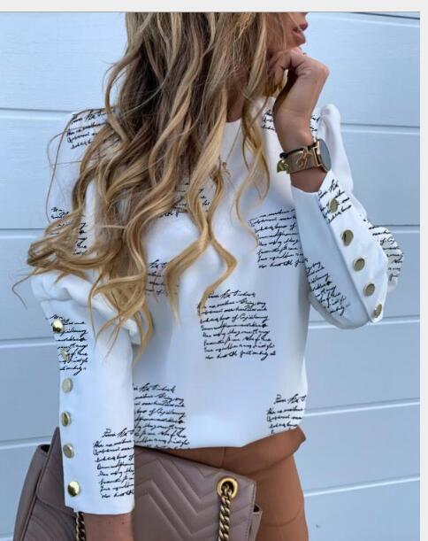 Damen Langarmshirt Eveloria mit Schriftzug und Knöpfen