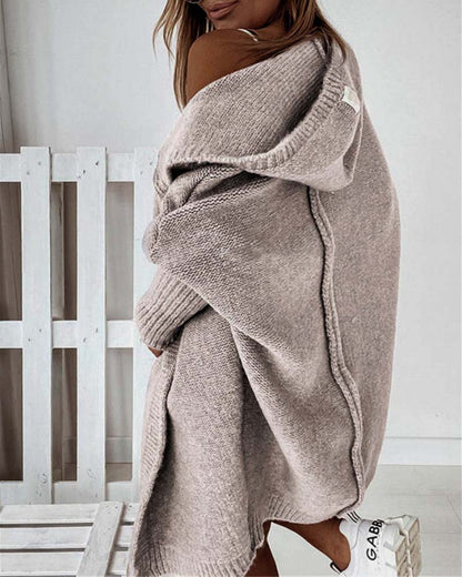 Eveloria Damen Strickjacke Einfarbig Kapuze FledermausÄrmel - Eveloria