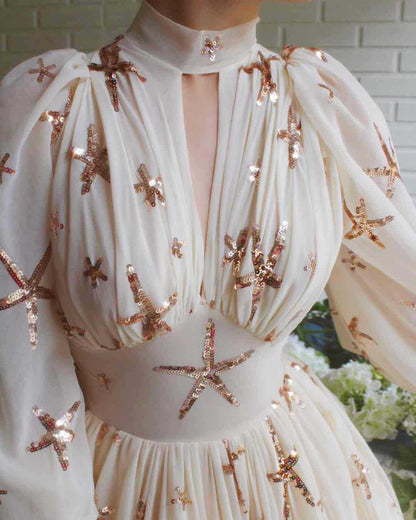 Damen Abendkleid mit Pailletten und Transparenz Eveloria