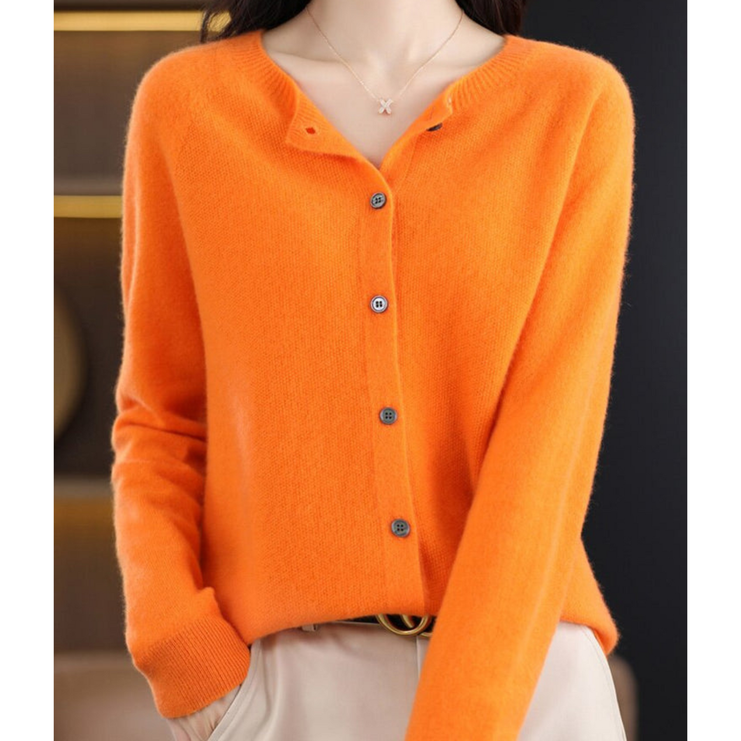 Damen Strickjacke Klassische Knopfleiste