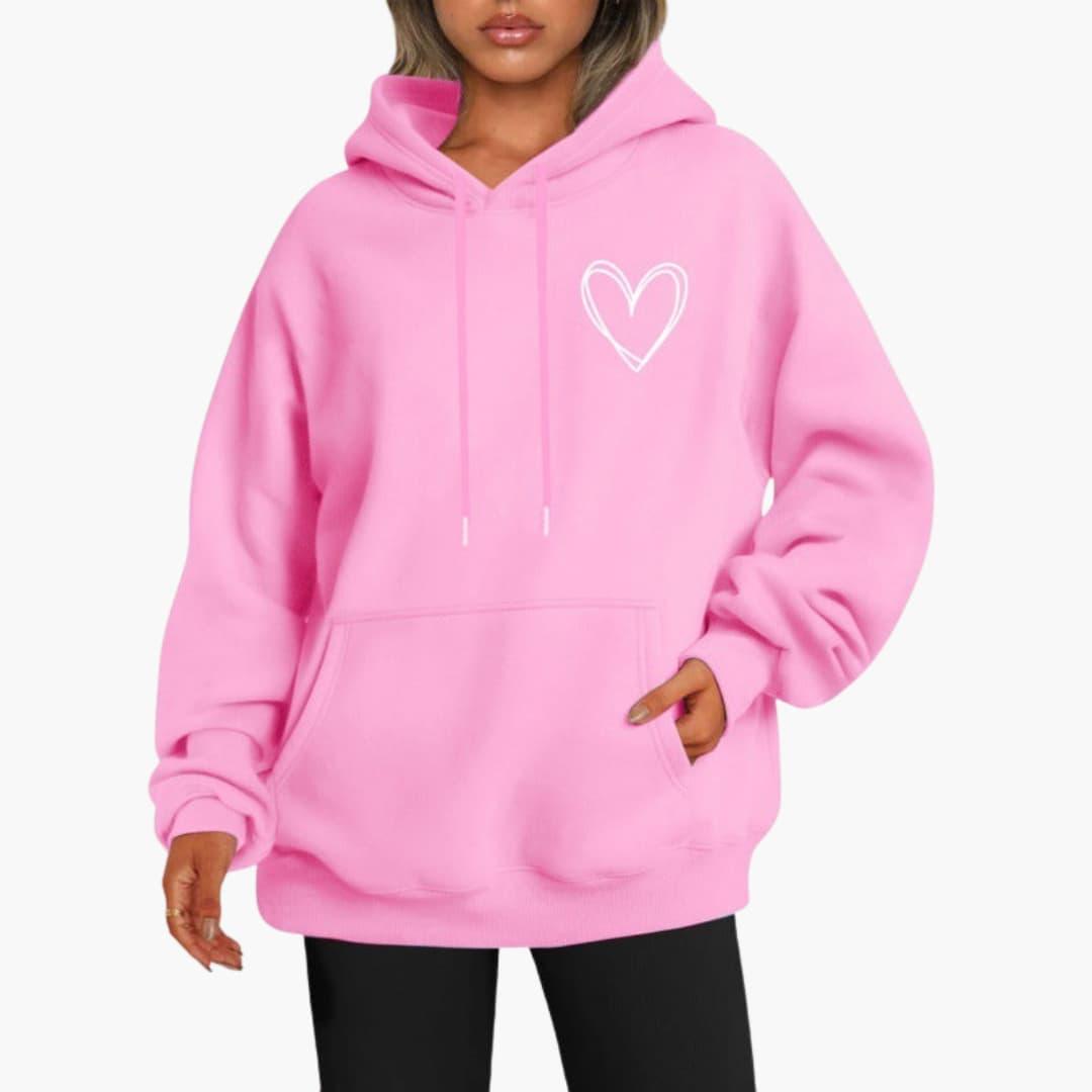 Damen Hoodie Kapuzenpullover Herz-Motiv