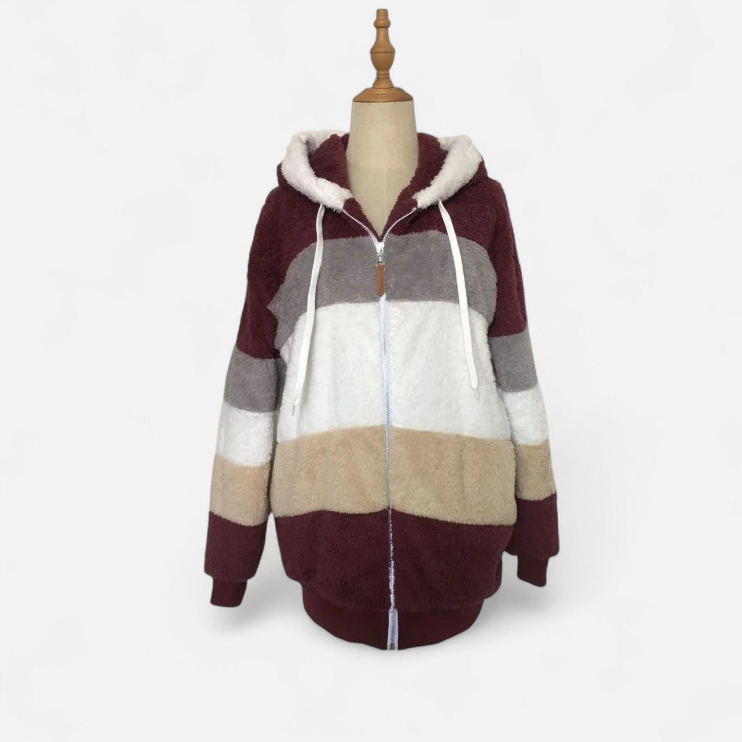 Damen Oversized Jacke mit Kapuze Gestreift