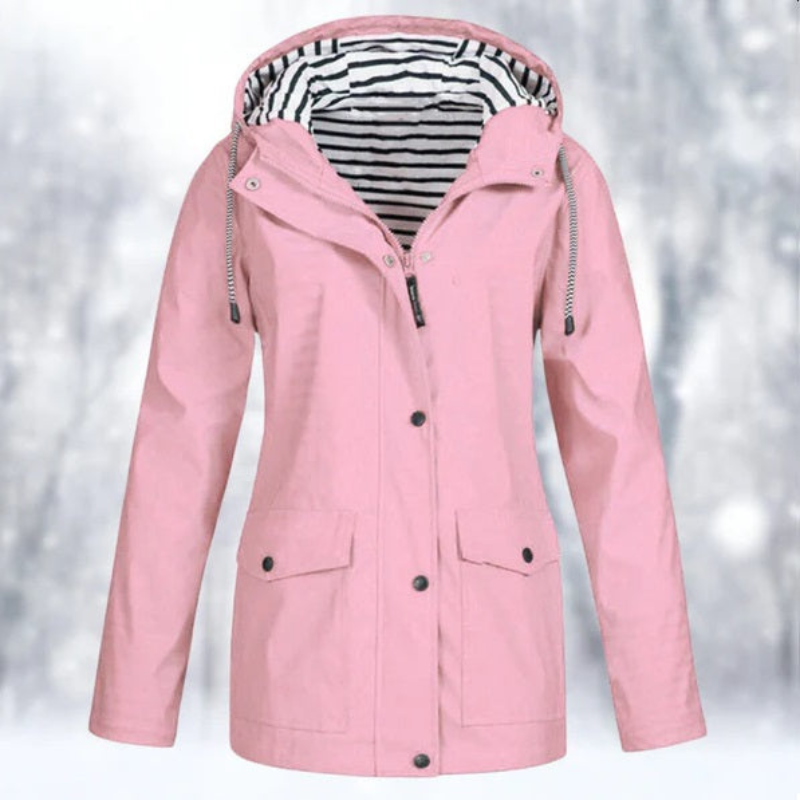 Damen Jacke mit Kapuze Reißverschluss und Fronttaschen
