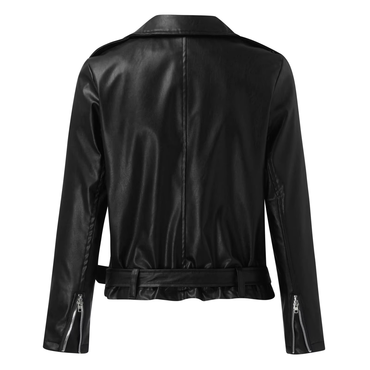 Eveloria Damen Bikerjacke Leder Gürtel