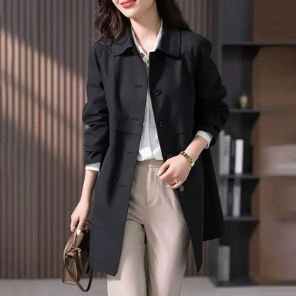 Eveloria Damen Trenchcoat Kurz Baumwolle Beige