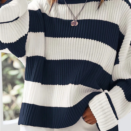 Eveloria Damen Oversize Pullover Gestreift
