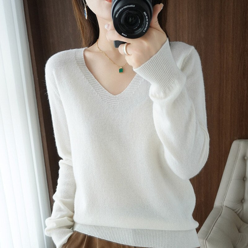 Eveloria Damen V-Ausschnitt Pullover