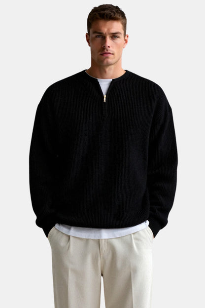 Klassischer Strickpullover Reißverschluss Zeitlos Komfortabel