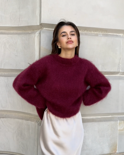 Eveloria Damen Mohairpullover Kuschelig Beige