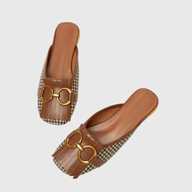 Damen Slip-On Sandalen Schnallendesign