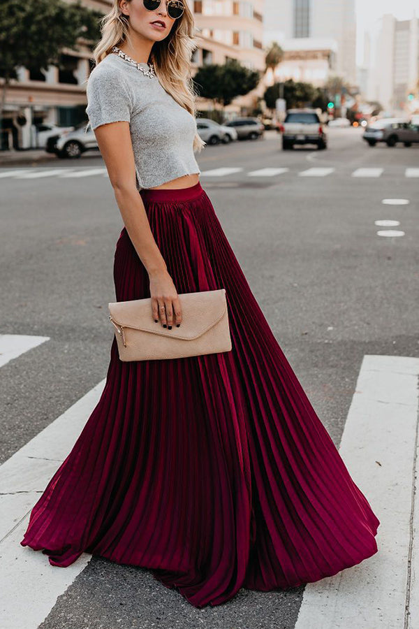 Eveloria Damen Maxi Rock Plissiert
