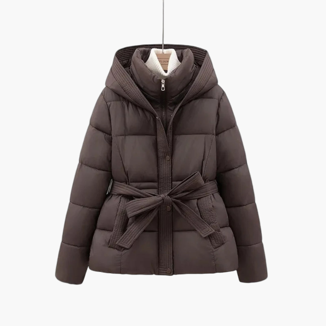 Damen Winterpufferjacke Isabella Mit Gürtel Warmes Futter