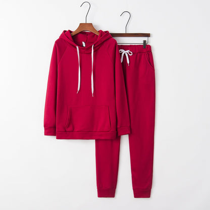 Damen Sportanzug Set Hoodie Jogginghosen Bequem Grau Eveloria