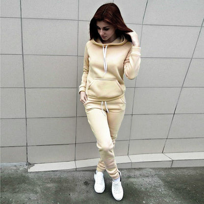 Damen Sportanzug Set Hoodie Jogginghosen Bequem Grau Eveloria