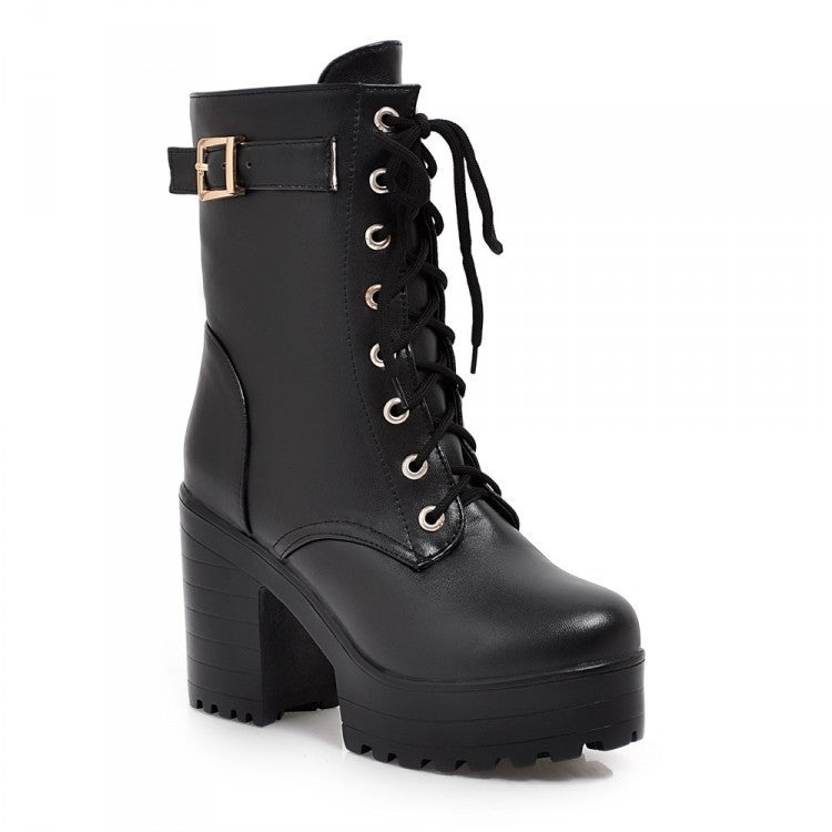 Eveloria Damen Stiefel Schnürung Leder