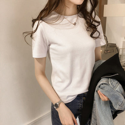 Damen T-Shirt Baumwolle Rundhals Bequem
